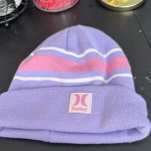 Hurley Kids' Lavender and Pink Striped Beanie